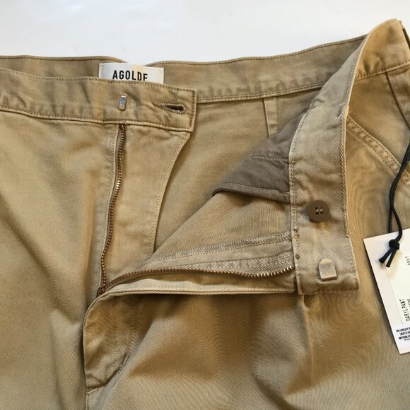 NWT Agolde Daryl Wide Leg Pants Womens 33 Khaki Beige High Rise Waist Cotton NEW - Picture 8 of 12